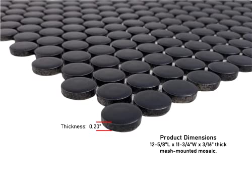 Matte Black Penny Round Mosaic Tile 12x12