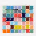 PINUO&KE 200 Pieces / 200 g Square Shapes 0.4x0.4 inch Mosaic Tiles Square Ceramic Mosaic Mosaic Glass Pieces for Home Decoration or DIY Crafts - Dark Blue