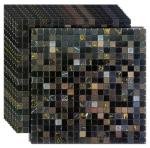sanyeskkiy 10 Sheets Peel and Stick Backsplash Tile, Self-Adhesive Mosaic Tile, Stick on Kitchen, Bathroom Vanities, Fireplace Décor, Laundry Table(Mixed Dark Texture+Grey Diamond) (10)