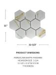 Tenedos Milano 4 Inches Calacatta Gold Look Hexagon Porcelain Tile Matte Finish for Floor Wall Kitchen Backsplash Bathroom Shower Fireplace Accent – 1 Sheet