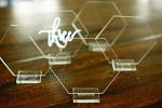 Cedar and Ink Set of 10 Large Hexagon Sign Blanks - Wedding Shower DIY Glass Tiles with Stand for Acrylic Table Numbers 1-20 (5.5" - Pack of 10)