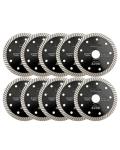SHDIATOOL Super Thin Diamond Turbo Blade 10PCS 4.5 Inch Cutting Porcelain Ceramic Tile Granite Dia 115mm