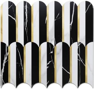 DICOFUN 10-Sheet Black & White Peel and Stick Backsplash for Kitchen, PVC Stick on Backsplash Wall Tiles