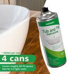 NADAMOO Tub and Tile Spray Paint White, 450ml, 4 Cans, Aerosol Bathtub Refinishing Kit for Porcelain Fiberglass Ceramic, DIY Resurfacing Bathroom Sink Countertop