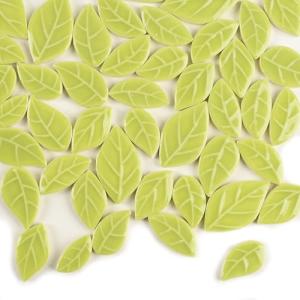 Redvigh Ceramic Mosaic Tiles 200g, Leaf Shape Mosaic Ceramics Pieces for DIY Crafts Plates Flowerpots Making Supplies Home Decoration (Lime Green)