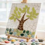 Redvigh Ceramic Mosaic Tiles 200g, Leaf Shape Mosaic Ceramics Pieces for DIY Crafts Plates Flowerpots Making Supplies Home Decoration (Lime Green)