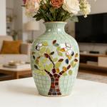 Redvigh Ceramic Mosaic Tiles 200g, Leaf Shape Mosaic Ceramics Pieces for DIY Crafts Plates Flowerpots Making Supplies Home Decoration (Lime Green)