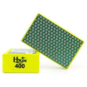 HXIN Diamond Hand Polishing Pad Diamond Sanding Block Foam Backed Diamond Sponge Sanding Pads for Wet or Dry Grinding polishing for Granite Marble Stone Tile Glass Ceramic (1, 400# Hexagon)