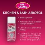 Gel-Gloss Kitchen & Bath Polish Aerosol | Carnauba Cleaner Wax Formulation | Removes Water Spots, Light Scratches & Stains | Restores Color & Shine | Carnauba Wax Protective Coating, 12 oz.