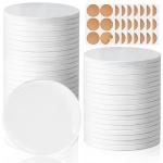 48 Pieces Sublimation Coasters, GOH DODD Glossy Ceramic Tiles Glazed Blanks with Cork for DIY Alcohol Ink Heat Transfer Painting Housewarming Gifts Wedding Arts Crafts School Education, Round, 4 Inch