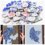 SOFPLATE 1 Box 200G Broken Porcelain Tiles Irregular China Mosaic Tiles Blue and White Porcelain Chinese Mosaic Pieces for DIY Crafts Plates Flowerpots Vases Cups Home Bathroom Decoration Projects