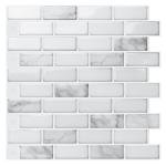 Art3d 10-Sheet Peel and Stick Backsplash Tile in White Marble, Self-Adhesive Wall Tiles Stick on Kitchen Laundry Room RV Renter - 12 x 12 Inch