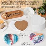 12 Pieces Sublimation Coasters, GOH DODD Glossy Ceramic Tiles Glazed Blanks with Cork for Valentine‘s Day DIY Alcohol Ink Heat Transfer Painting Housewarming Gifts Wedding Arts Crafts, Heart, 4 Inch