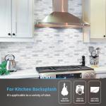 Art3d 10-Sheet Peel and Stick Backsplash Tile in White Marble, Self-Adhesive Wall Tiles Stick on Kitchen Laundry Room RV Renter - 12 x 12 Inch