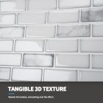 Art3d 10-Sheet Peel and Stick Backsplash Tile in White Marble, Self-Adhesive Wall Tiles Stick on Kitchen Laundry Room RV Renter - 12 x 12 Inch