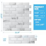 Art3d 10-Sheet Peel and Stick Backsplash Tile in White Marble, Self-Adhesive Wall Tiles Stick on Kitchen Laundry Room RV Renter - 12 x 12 Inch