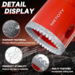 Diamond Hole Saw Drill Bit Set (15 PCS) (1/4"-2") Serrated Diamond Core Bits for Ceramic, Glass, Tile, Marble, Granite | EVA Positioner & Hard Storage Bag | Dry/Wet Dual-Use | High-Precision Drilling