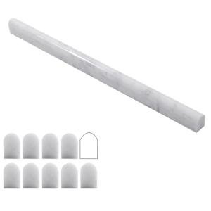 Lovdeco Carrara White 3/5" X 12" Marble Pencil Liner Tile, Edge Trim Molding for Shower and Backsplash, Bullnose Tile Trim Polished, 10 Pcs/Box