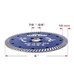 6" Diamond Turbo Blade Granite Blade for Granite Marble Porcelain Tile Wet/Dry Cutting