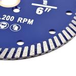 6" Diamond Turbo Blade Granite Blade for Granite Marble Porcelain Tile Wet/Dry Cutting