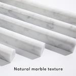 Lovdeco Carrara White 3/5" X 12" Marble Pencil Liner Tile, Edge Trim Molding for Shower and Backsplash, Bullnose Tile Trim Polished, 10 Pcs/Box