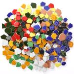 Honeydak 4.4lb Iridescent Stained Glass Pieces Mosaic Tiles for Crafts Irregular Stained Glass Scraps for Mosaic Making Home Garden Decoration DIY Walls Flower Pots Vases(Ceramic)