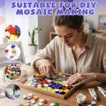 Honeydak 4.4lb Iridescent Stained Glass Pieces Mosaic Tiles for Crafts Irregular Stained Glass Scraps for Mosaic Making Home Garden Decoration DIY Walls Flower Pots Vases(Ceramic)