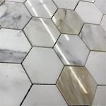 Tenedos Calacatta Gold Marble 2 inch Hexagon Mosaic Tile Polished for Kitchen Backsplash Bathroom Flooring Shower Surround Dining Room Entryway Corrido Spa (1 Sheet)