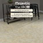 Majestic Self Adhesive 18-Inch Square Vinyl Floor Tiles, 10 Tiles - 18" x 18", Ghibli Beige Granite Pattern - Peel & Stick, DIY Flooring for Kitchen, Dining Room & Bathrooms by Achim Home Decor