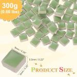 MECCANIXITY 9mm Square Mosaic Tiles, 300g Ceramic Mosaic Pieces Glazed Porcelain Tiles Bulk for Vase Flower Pots Aquarium Decor Garden Project DIY Art Craft, Emerald Green