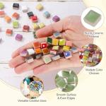 MECCANIXITY 9mm Square Mosaic Tiles, 300g Ceramic Mosaic Pieces Glazed Porcelain Tiles Bulk for Vase Flower Pots Aquarium Decor Garden Project DIY Art Craft, Emerald Green