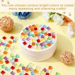 MECCANIXITY 9mm Square Mosaic Tiles, 300g Ceramic Mosaic Pieces Glazed Porcelain Tiles Bulk for Vase Flower Pots Aquarium Decor Garden Project DIY Art Craft, Emerald Green