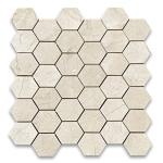 Stone Center Online Crema Marfil Marble 2 inch Hexagon Mosaic Tile Polished Kitchen Bath Wall Floor Backsplash Shower (1 Sheet)