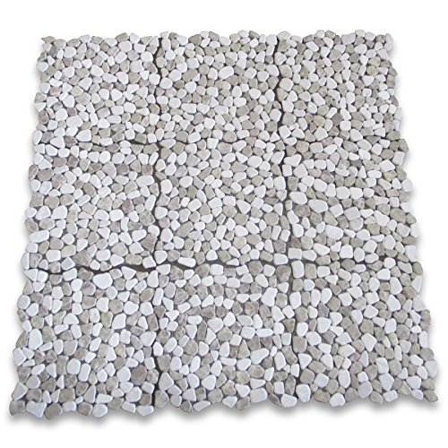 Emperador Light Mix Beige Marble Pebble Mosaic Tile