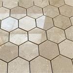 Stone Center Online Crema Marfil Marble 2 inch Hexagon Mosaic Tile Polished Kitchen Bath Wall Floor Backsplash Shower (1 Sheet)