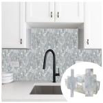 60pcs Premium Peel and Stick Backsplash Tiles,Glossy Blue Marble Look Elevated 3D Textured DIY Self Adhensive Wall Tiles for Kitchen & Bathroom,High-End Finished,Easy Cut & Install