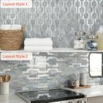 60pcs Premium Peel and Stick Backsplash Tiles,Glossy Blue Marble Look Elevated 3D Textured DIY Self Adhensive Wall Tiles for Kitchen & Bathroom,High-End Finished,Easy Cut & Install