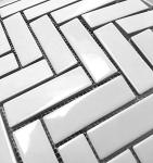 1x3 High Gloss Polished Finish White Herringbone Porcelain Mosaic Tile Walls and Floors