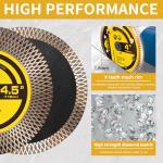 PRETEC Diamond Saw Blades, 4 1/2" Tile Blade for Angle Grinder, 4.5" Diamond Saw Blades for Cutting & Grinding Porcelain, Granite, Marble, 7/8"-20mm Arbor-2PCS