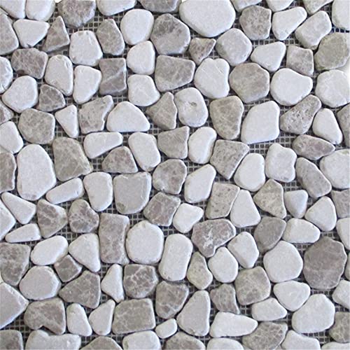 Emperador Light Mix Beige Marble Pebble Mosaic Tile