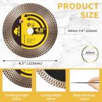 PRETEC Diamond Saw Blades, 4 1/2" Tile Blade for Angle Grinder, 4.5" Diamond Saw Blades for Cutting & Grinding Porcelain, Granite, Marble, 7/8"-20mm Arbor-2PCS