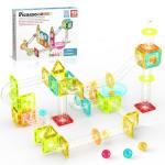 PicassoTiles Magnet Tiles Building Block Travel Size Magnetic Marble Run Construction Toy Set Mini Diamond Marble Racetrack Building Blocks Playset Education STEM Learning Kit Boy Girl 3+ PTMG45