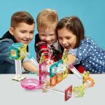 PicassoTiles Magnet Tiles Building Block Travel Size Magnetic Marble Run Construction Toy Set Mini Diamond Marble Racetrack Building Blocks Playset Education STEM Learning Kit Boy Girl 3+ PTMG45