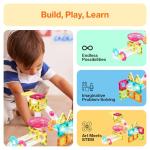 PicassoTiles Magnet Tiles Building Block Travel Size Magnetic Marble Run Construction Toy Set Mini Diamond Marble Racetrack Building Blocks Playset Education STEM Learning Kit Boy Girl 3+ PTMG45