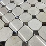 Stone Center Online Crema Marfil Marble 2 inch Octagon Mosaic Tile w/Emperador Dark Brown Dots Polished Kitchen Bath Wall Floor Backsplash Shower (1 Sheet)