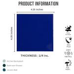 4 in Ceramic Tile Gloss 4 1/4" Box of 10 Pieces for Bathroom Wall and Kitchen Backsplash by Tenedos – Glossy Finish, Classic Look (Cobalt Blue)