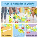 PicassoTiles Magnet Tiles Building Block Travel Size Magnetic Marble Run Construction Toy Set Mini Diamond Marble Racetrack Building Blocks Playset Education STEM Learning Kit Boy Girl 3+ PTMG45
