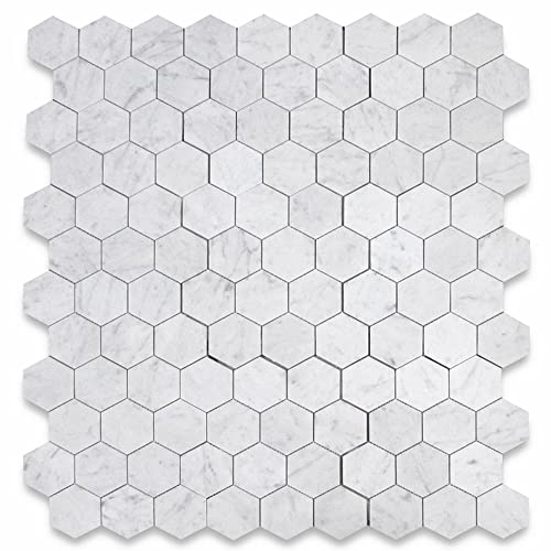 Carrara White Marble Hexagon Mosaic Tile 4