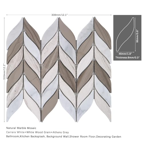 Carrara Marble Mosaic Shower Floor Tile Pack