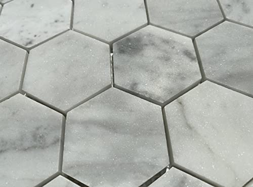 Carrara White Marble Hexagon Shower Floor Tile